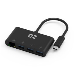 QZ USB-C to Ethernet and 3-Port USB-A 3.1 Hub,...